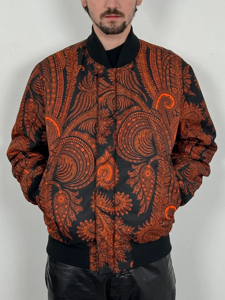 Givenchy Reversible Presley Black & Orange Nylon Bomber Jacket by Riccardo Tisci - Image 3