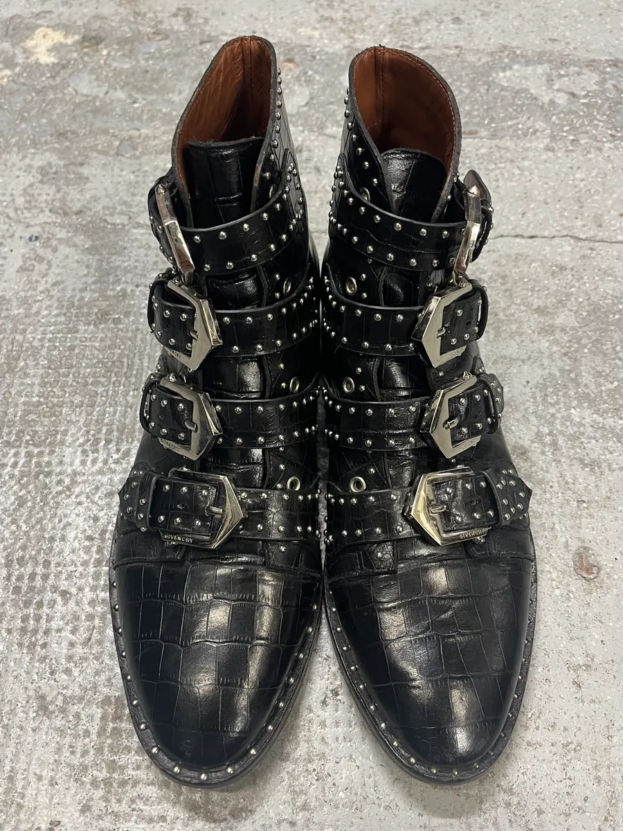 Givenchy Straps Studded Black Leather Boots - Image 5
