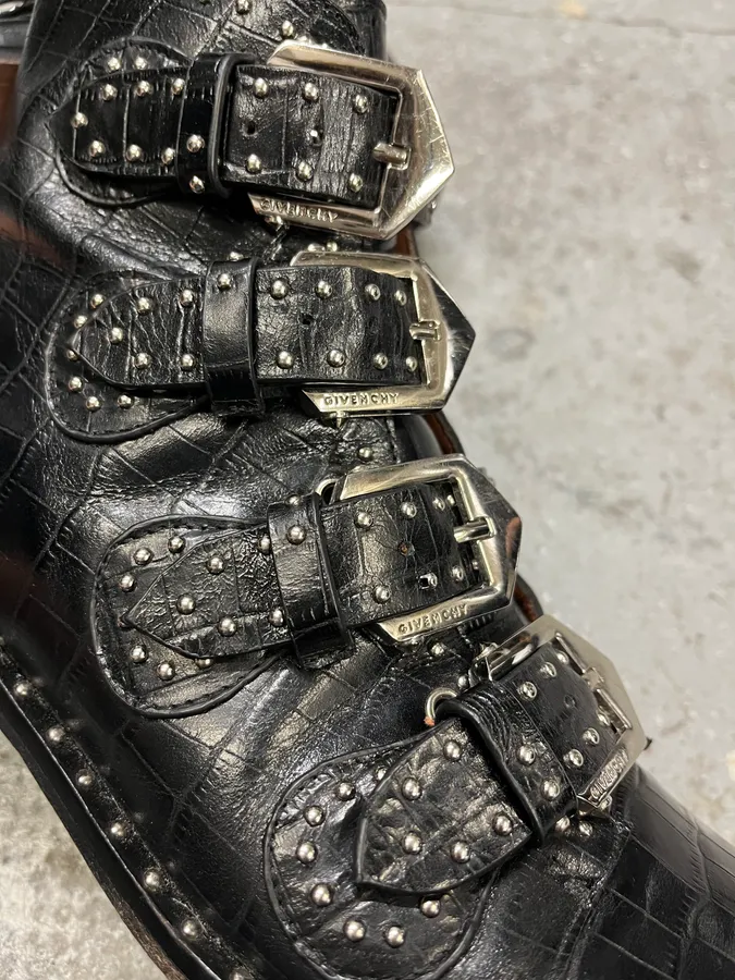 Givenchy Straps Studded Black Leather Boots - Image 6