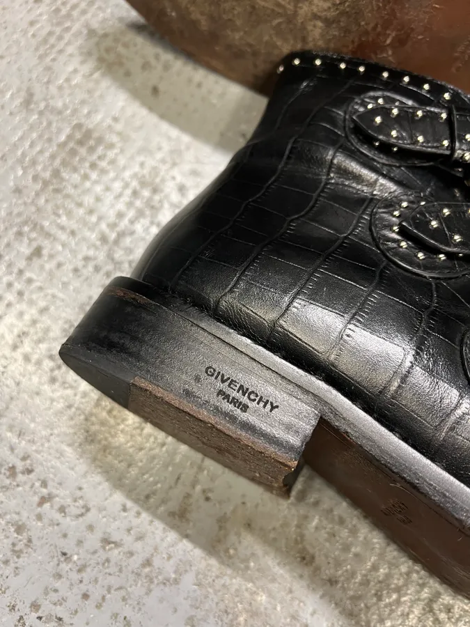 Givenchy Straps Studded Black Leather Boots - Image 7