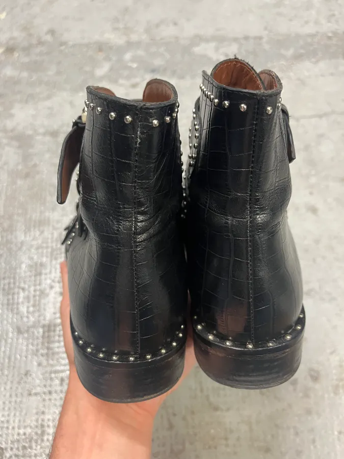 Givenchy Straps Studded Black Leather Boots - Image 8