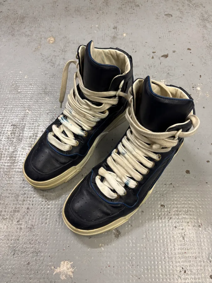 Givenchy Tyson Navy Leather High Sneakers - Image 3