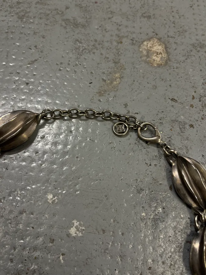 Givenchy Vintage Silver Metal Fluted Bead Necklace - Image 4