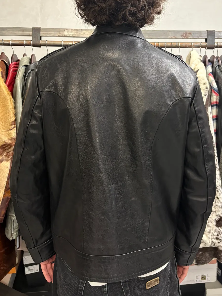 Gucci Black Asymmetrical Black Buttoned Premium Leather Jacket - Image 3