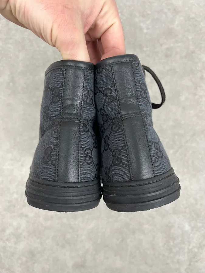 Gucci Black Canvas Monogram High Sneakers - Image 8