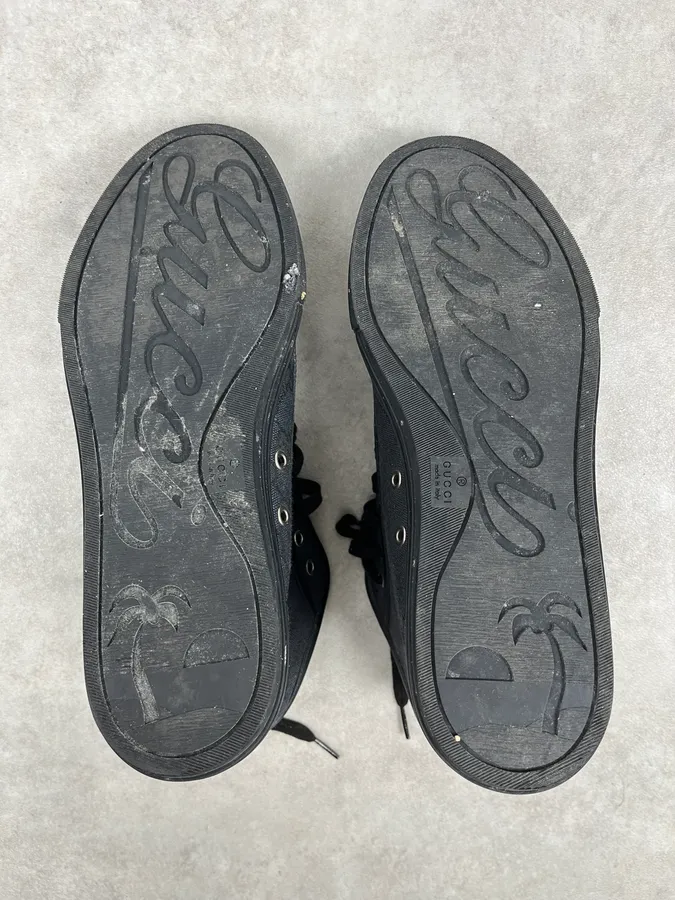 Gucci Black Canvas Monogram High Sneakers - Image 9