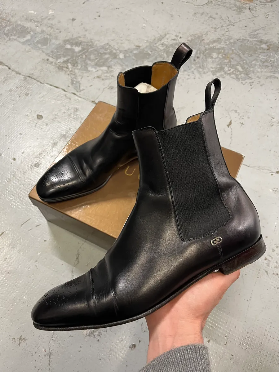 Gucci Black Leather Chelsea Boots
