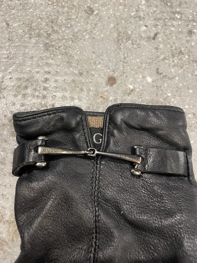 Gucci Black Leather Gloves - Image 7