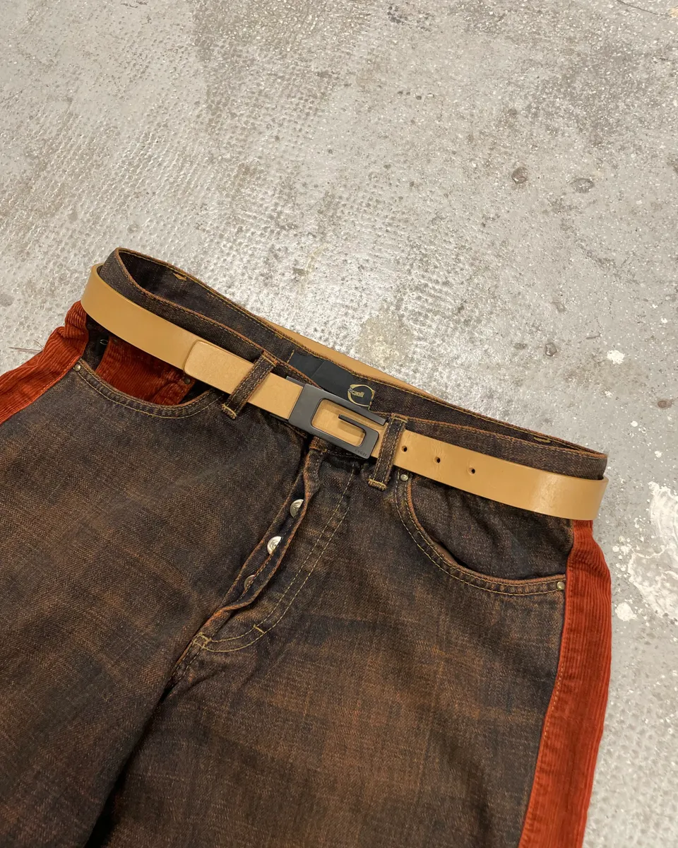 Gucci Black Metal G Beige Leather Belt