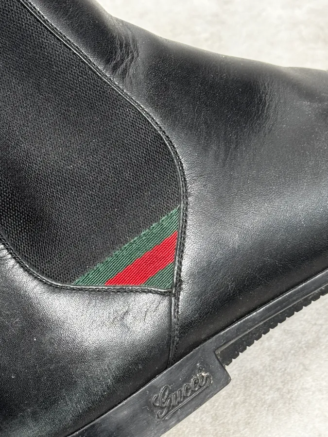 Gucci Black Minimalist Italian Leather Boots - Image 5