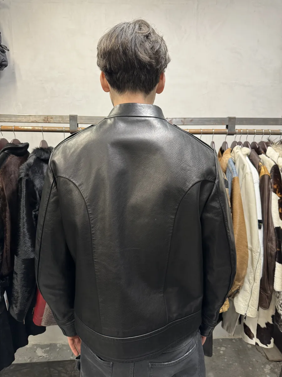 Gucci Black Premium Buttoned Naval Leather Jacket - Image 3