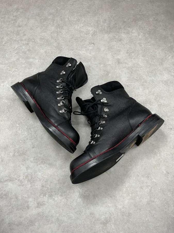 Gucci Black Premium Leather Ranger Boots - Image 4
