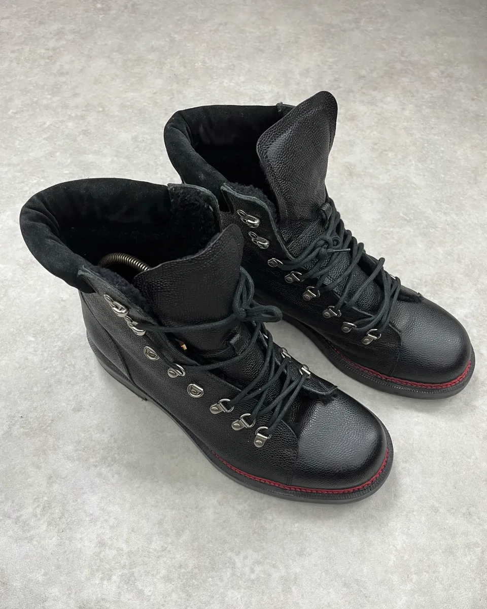 Gucci Black Premium Leather Ranger Boots - Image 5