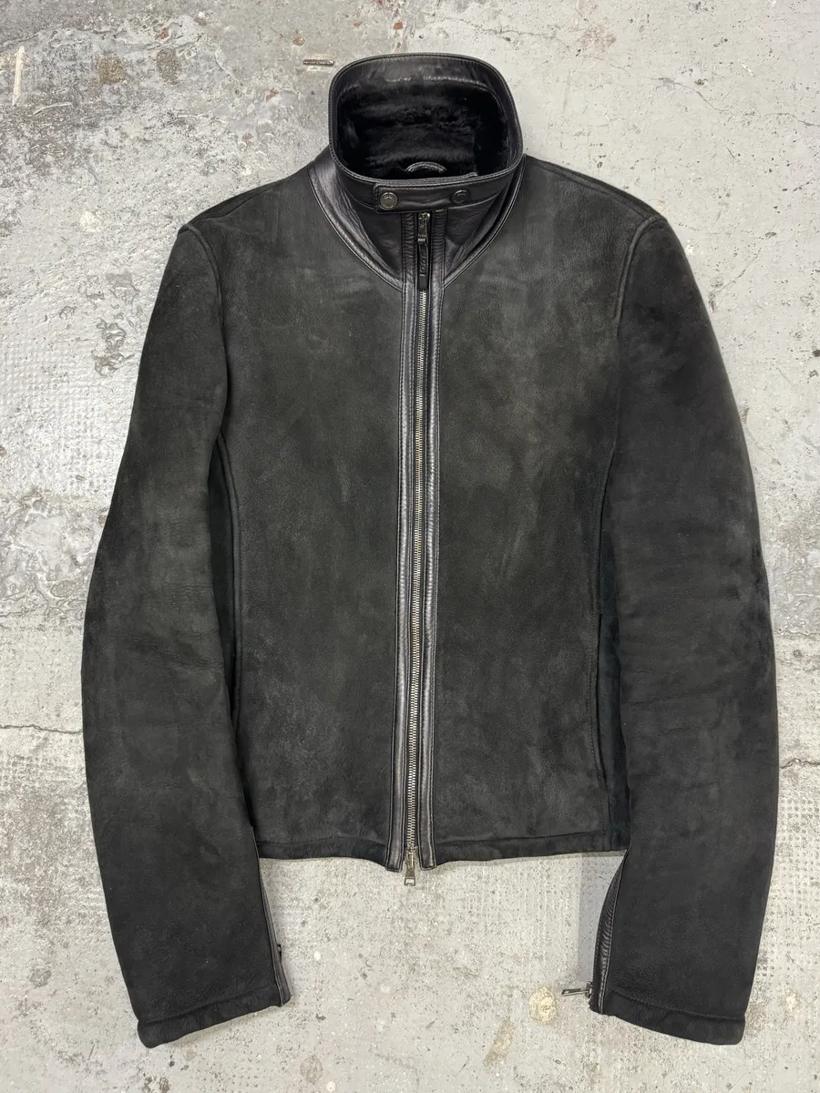 Gucci Black Premium Shearling Leather Jacket