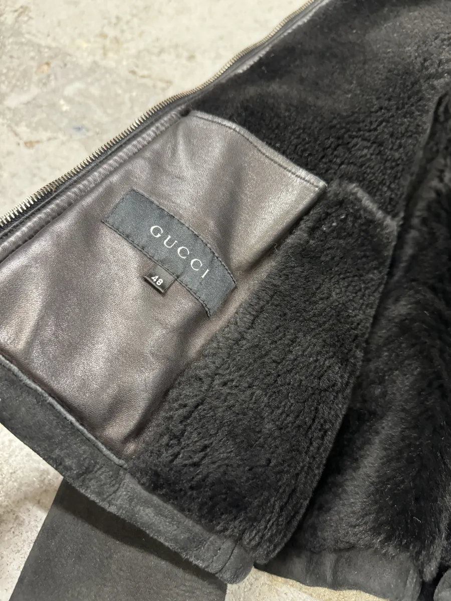 Gucci Black Premium Shearling Leather Jacket - Image 11
