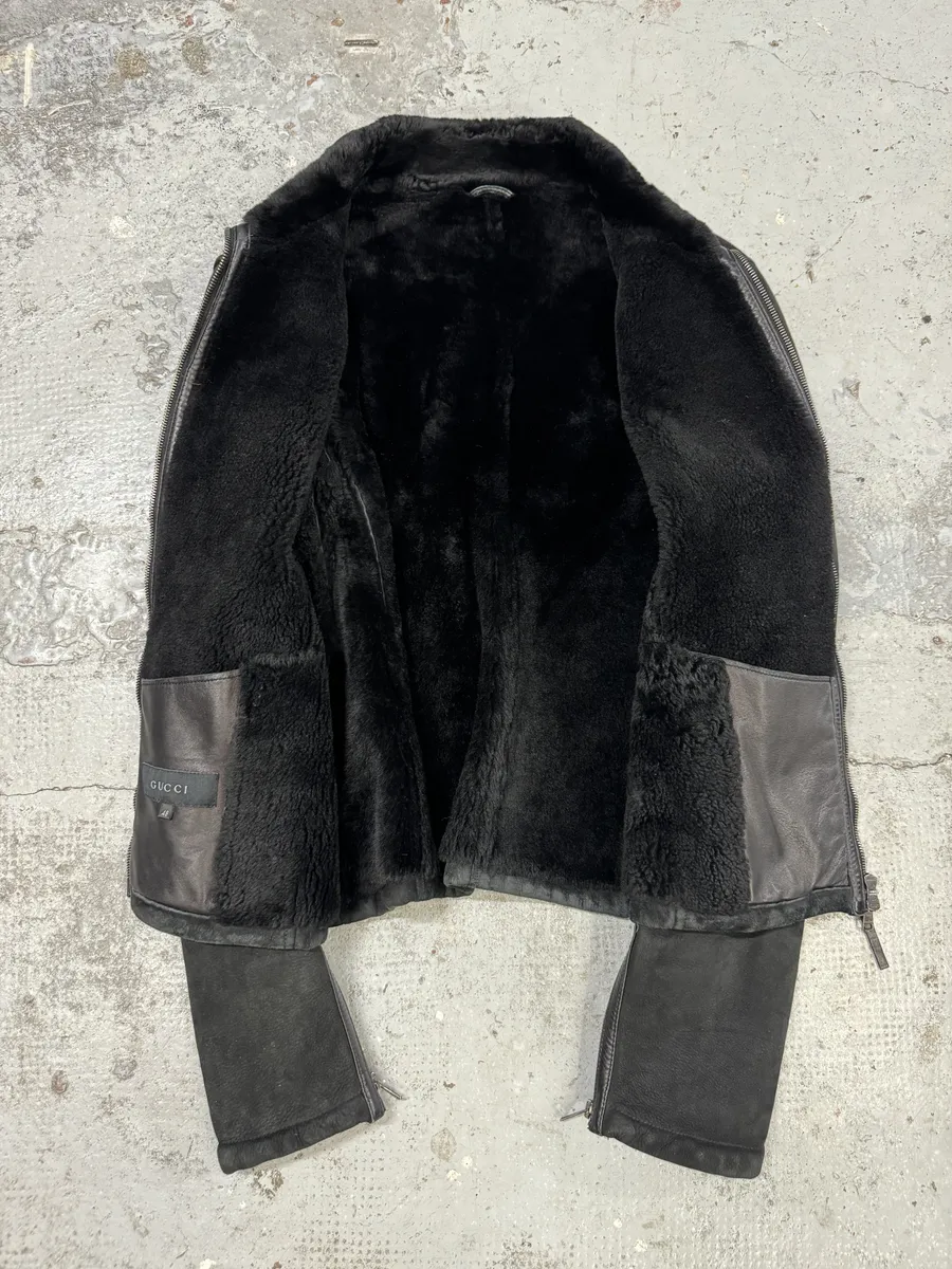 Gucci Black Premium Shearling Leather Jacket - Image 8