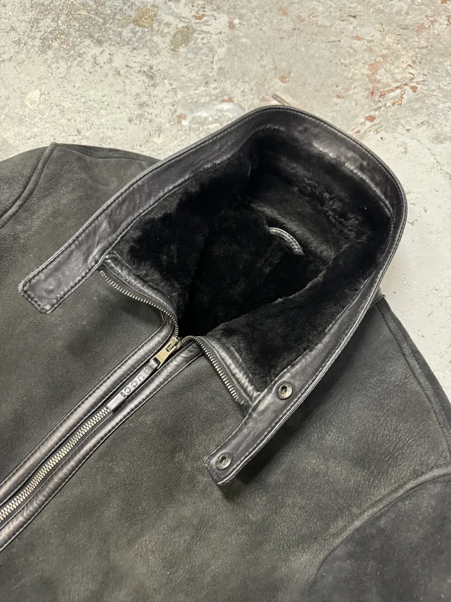 Gucci Black Premium Shearling Leather Jacket - Image 9