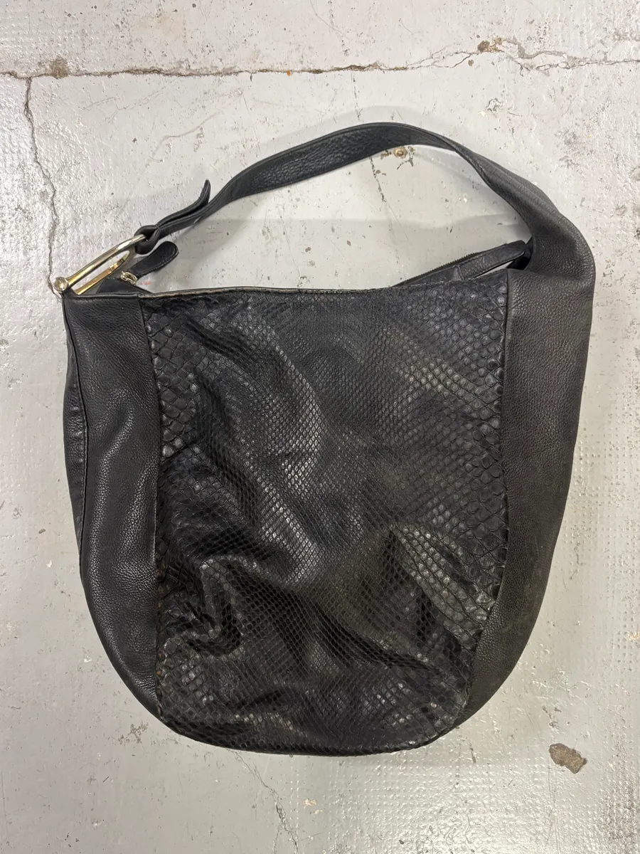 Gucci Black Python Leather Hobo Shoulder Bag - Image 5