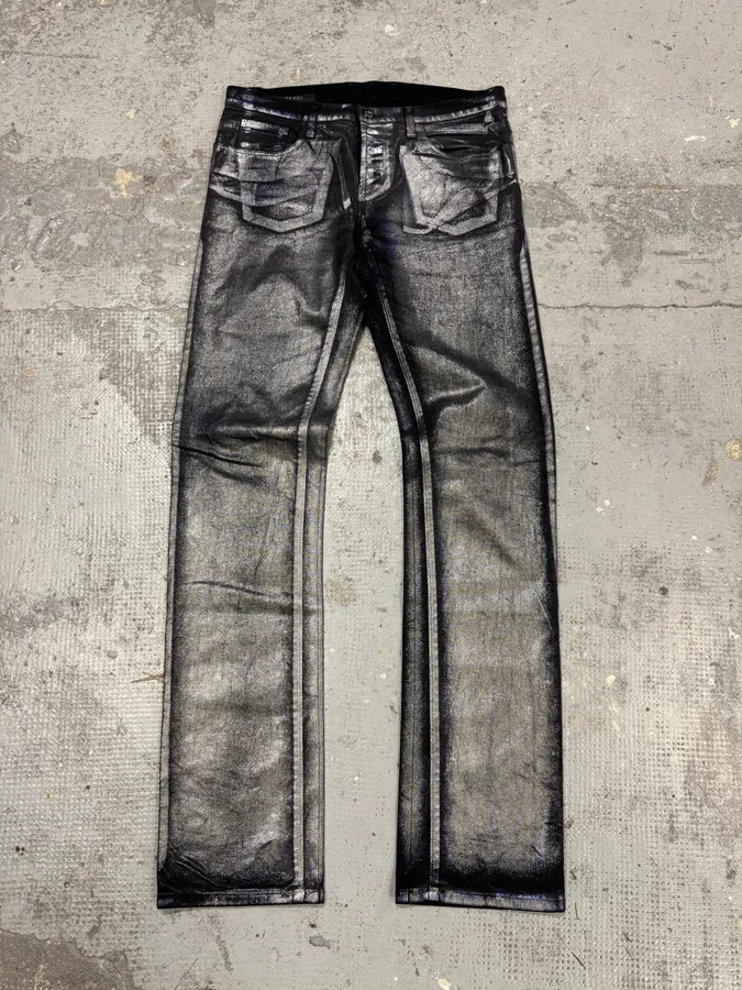 Gucci Black & Silver Skinny Trompe L’oeil Jeans