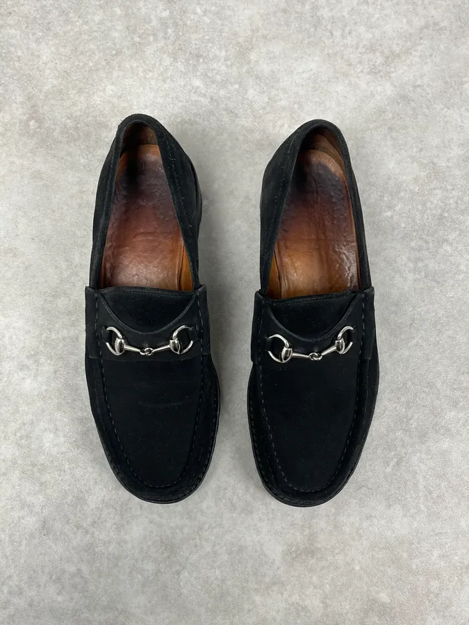 Gucci Black Suede Leather Loafers - Image 2