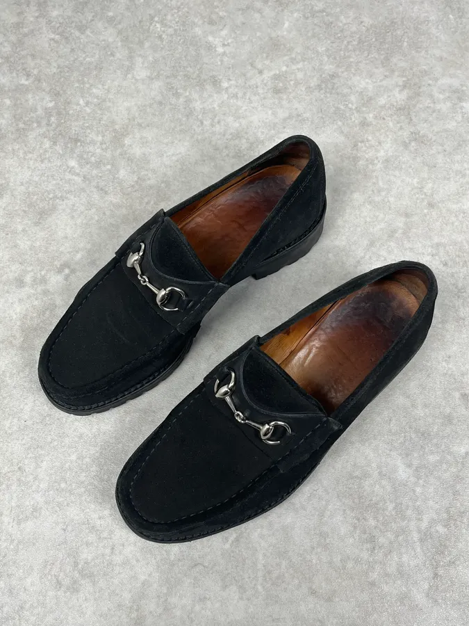 Gucci Black Suede Leather Loafers - Image 4