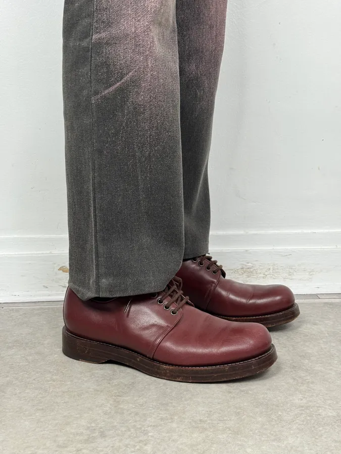 Gucci Bordeaux Leather Oxford Derby Shoes - Image 3