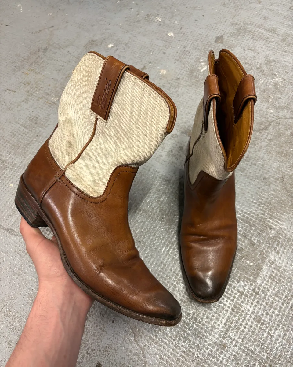 Gucci Brown Cow-Boy Ankle Leather Boots