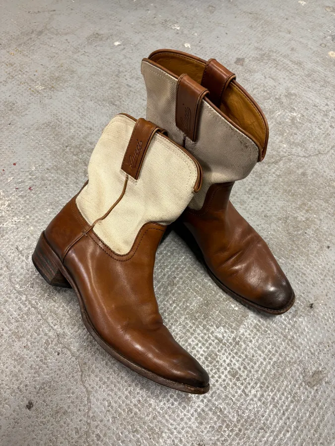 Gucci Brown Cow-Boy Ankle Leather Boots - Image 5