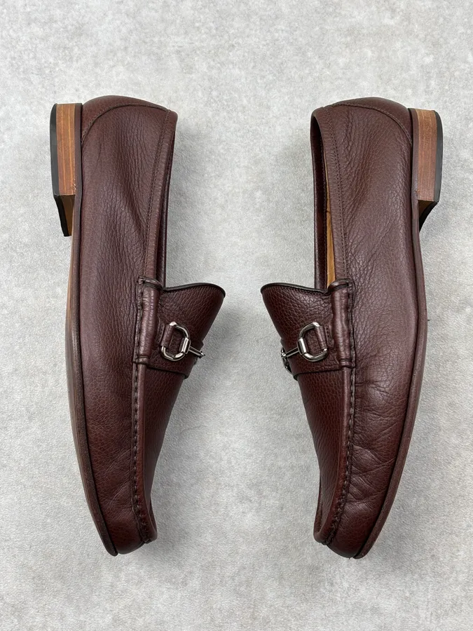 Gucci Brown Leather Horsebit Loafers - Image 7