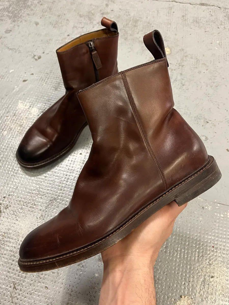 Gucci Brown Leather Side-Zip Boots