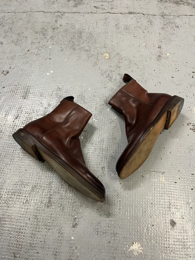 Gucci Brown Leather Side-Zip Boots - Image 3