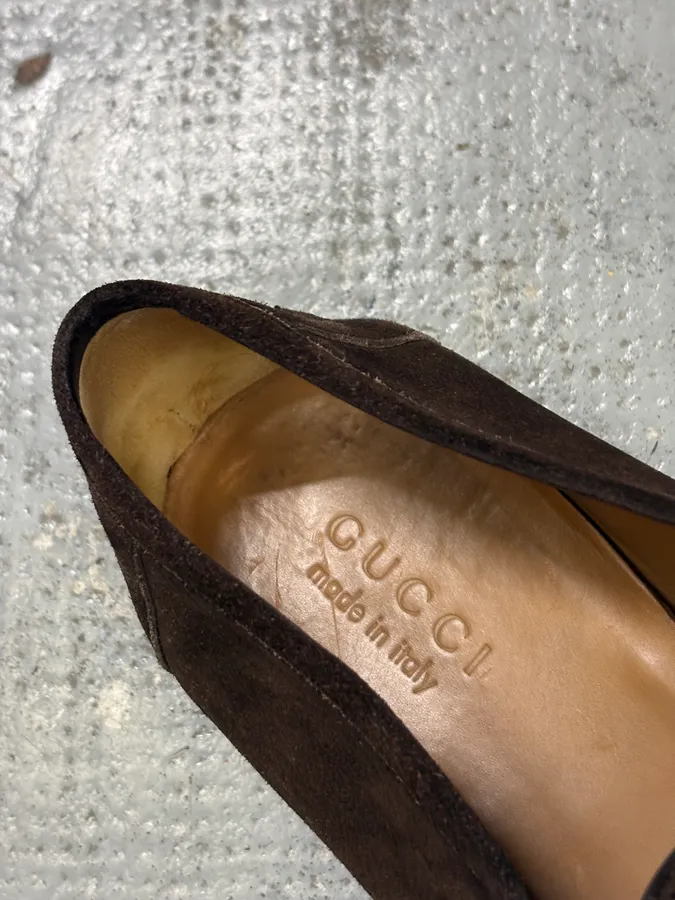 Gucci Brown Suede Horsebit Loafers - Image 8