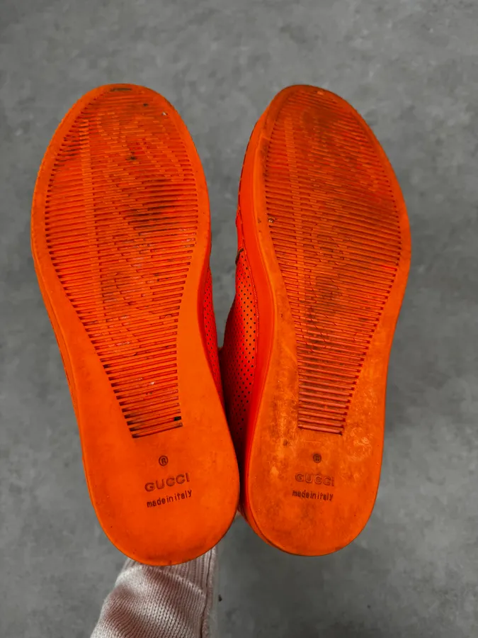 Gucci High Leather Orange Electric Sneakers - Image 5