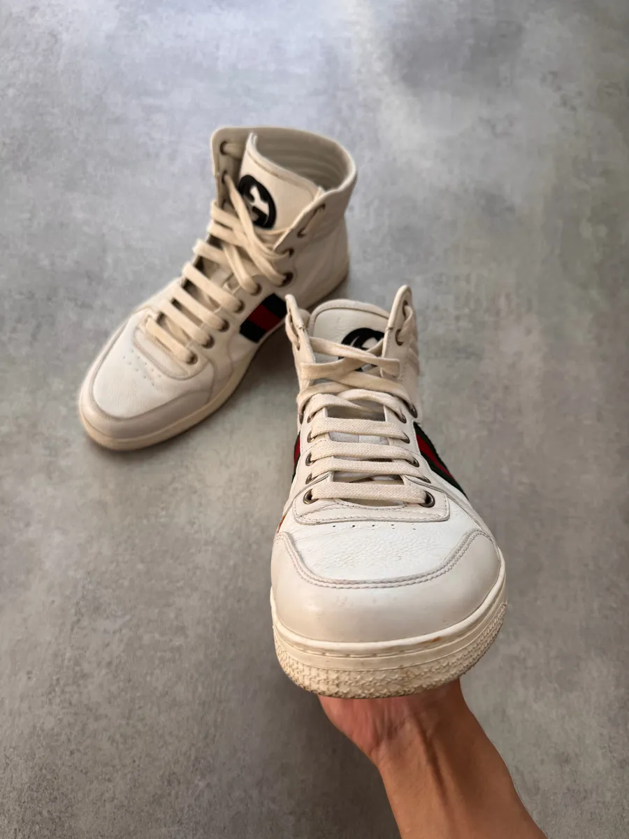 Gucci Italian White High Sneakers - Image 3