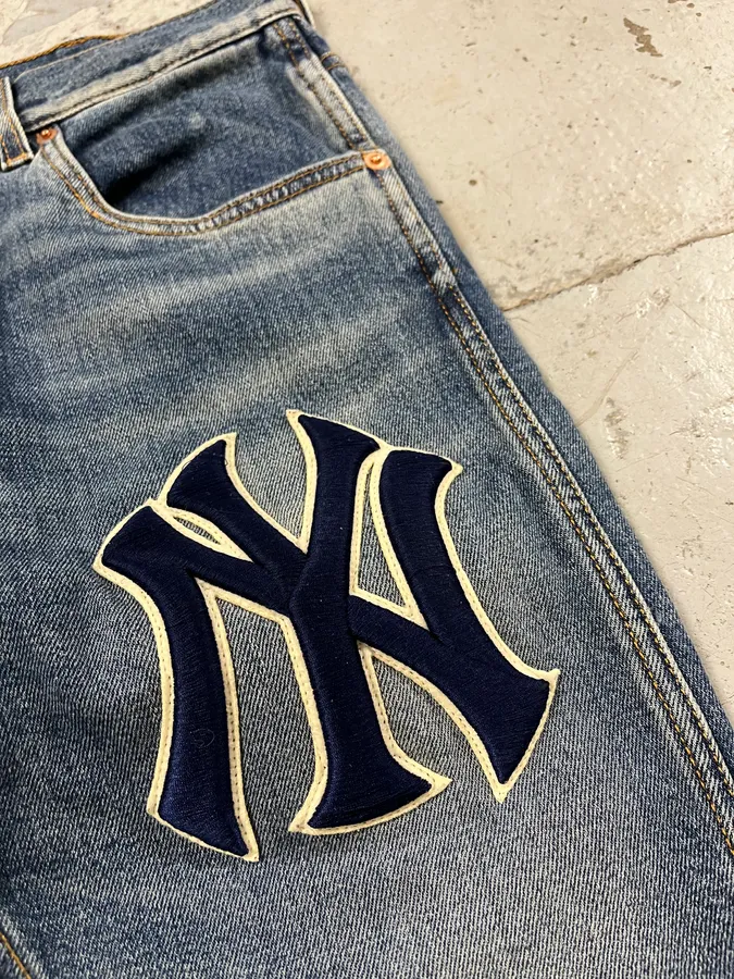 Gucci MBL Yankees Blue Slim Denim Jeans - Image 3