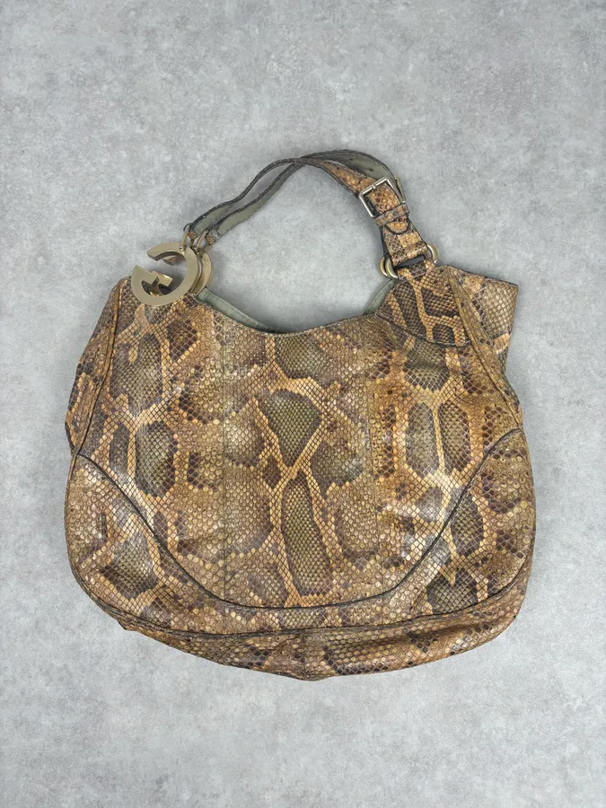 Gucci Moutarde Python Leather Charlotte Hobo Handle Bag - Image 3