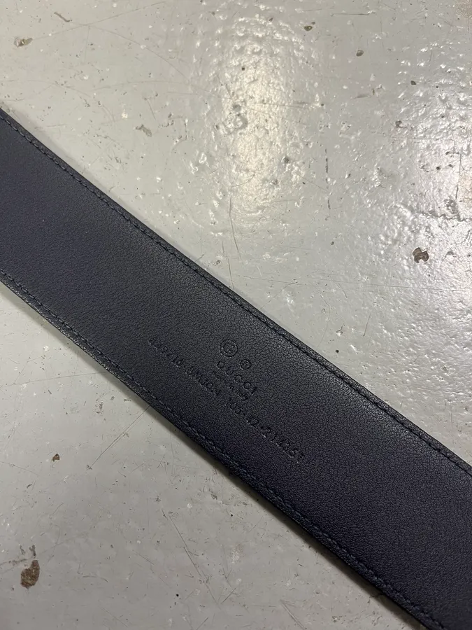 Gucci Navy Propaganda Leather Belt - Image 10