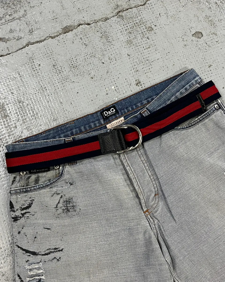 Gucci Navy & Red Canvas Belt