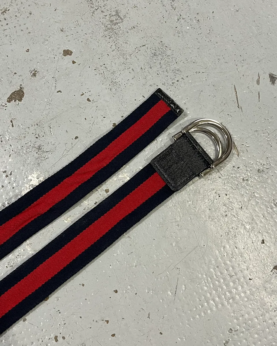 Gucci Navy & Red Canvas Belt - Image 4
