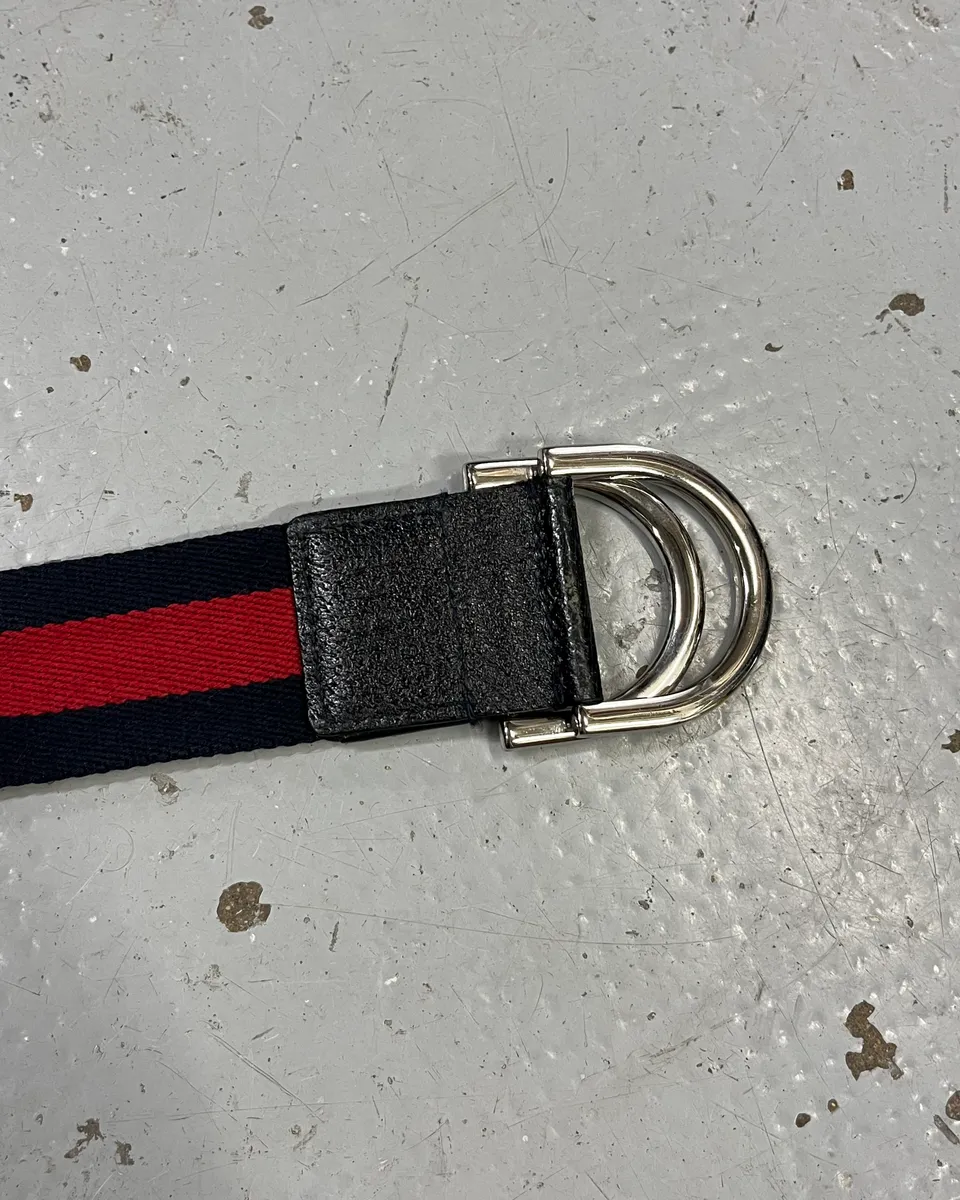 Gucci Navy & Red Canvas Belt - Image 5