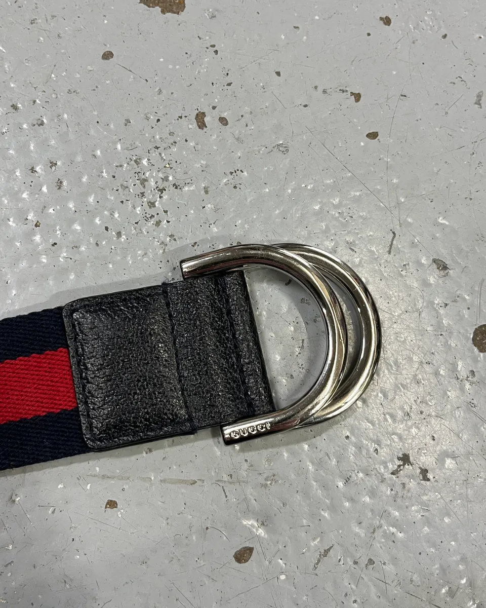 Gucci Navy & Red Canvas Belt - Image 6