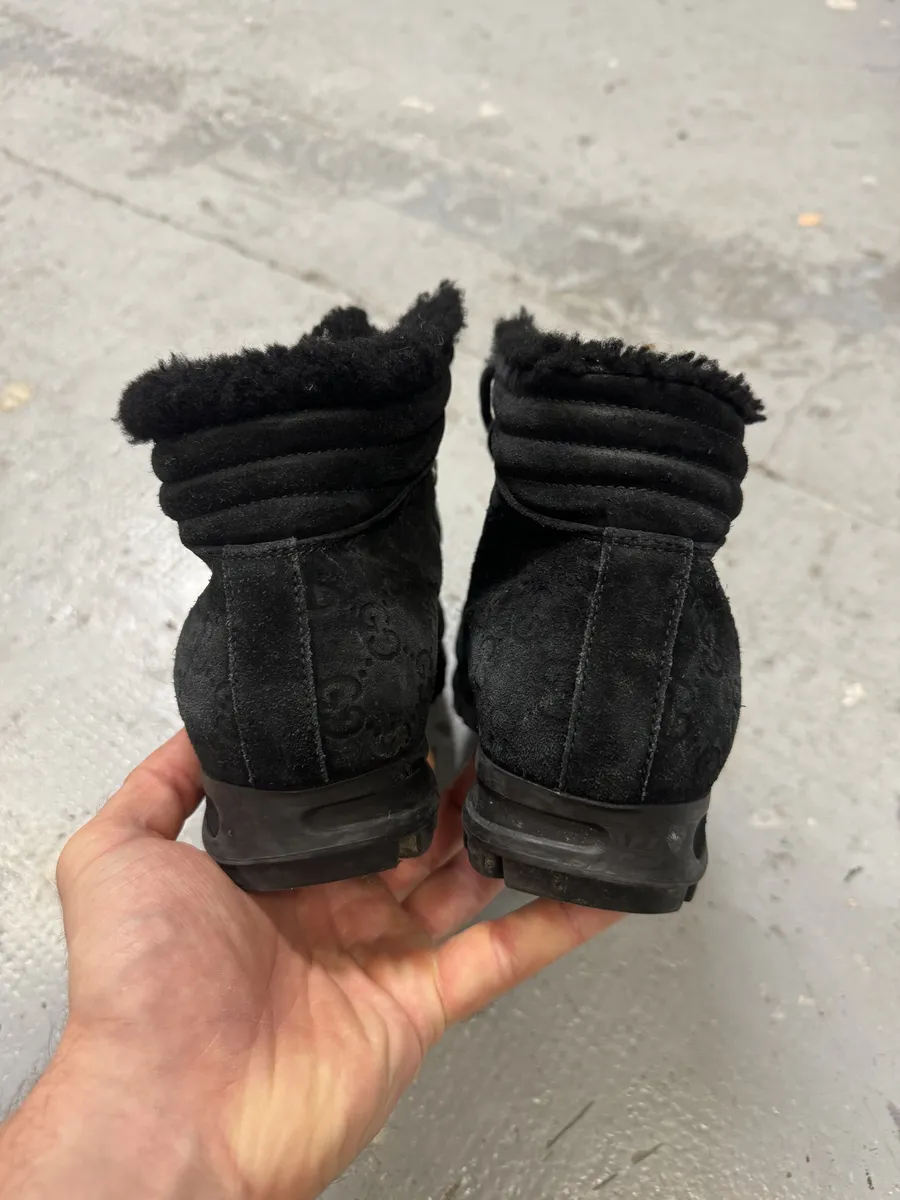 Gucci Nebraska Black Suede Fur Leather Boots - Image 6