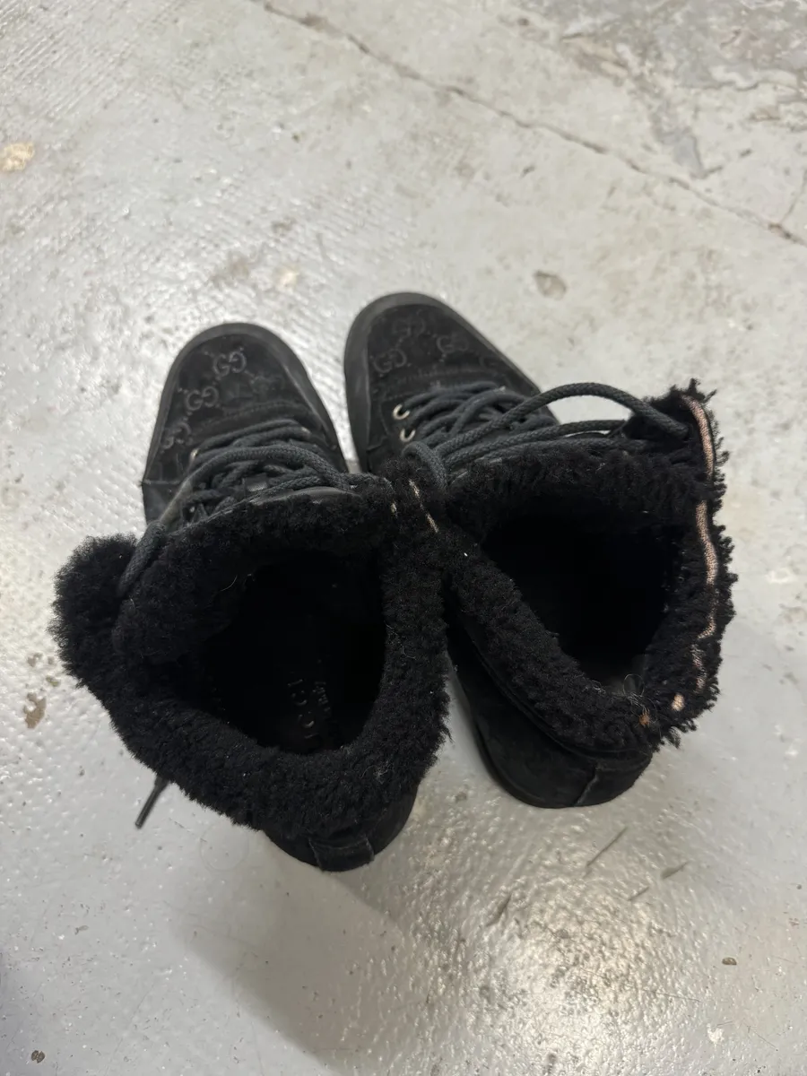 Gucci Nebraska Black Suede Fur Leather Boots - Image 8