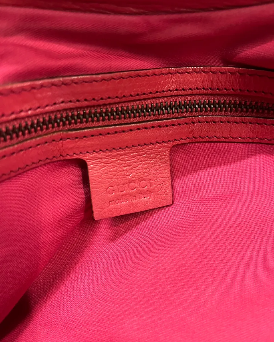 Gucci Pink Leather Bamboo Handle Shoulder Bag - Image 10
