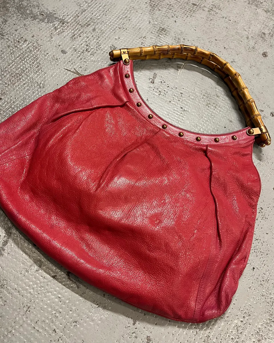 Gucci Pink Leather Bamboo Handle Shoulder Bag - Image 4