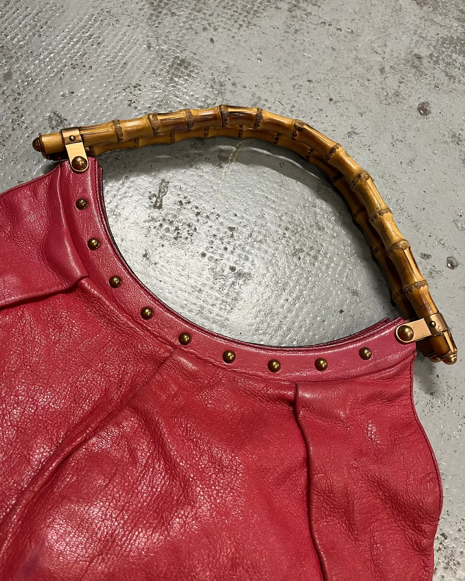 Gucci Pink Leather Bamboo Handle Shoulder Bag - Image 5