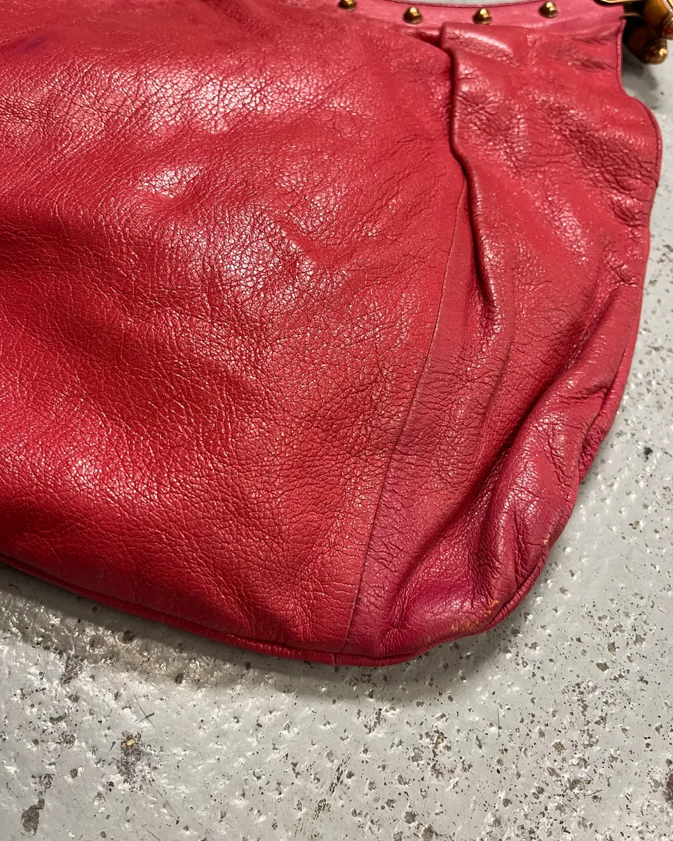 Gucci Pink Leather Bamboo Handle Shoulder Bag - Image 7