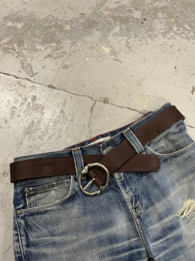 Gucci Signature Bones Buckle Brown Leather Belt - Image 3
