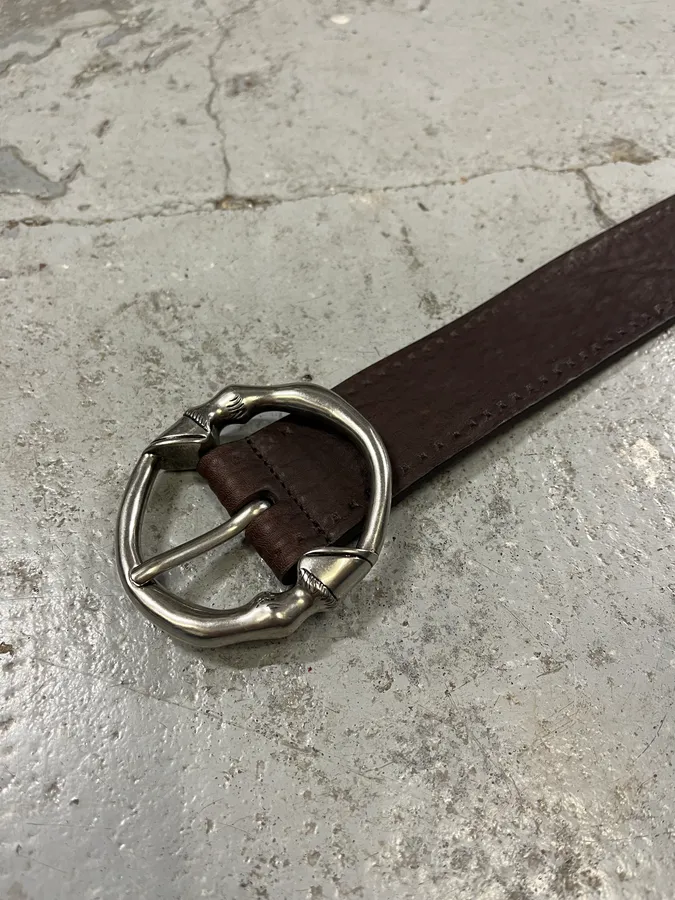 Gucci Signature Bones Buckle Brown Leather Belt - Image 6