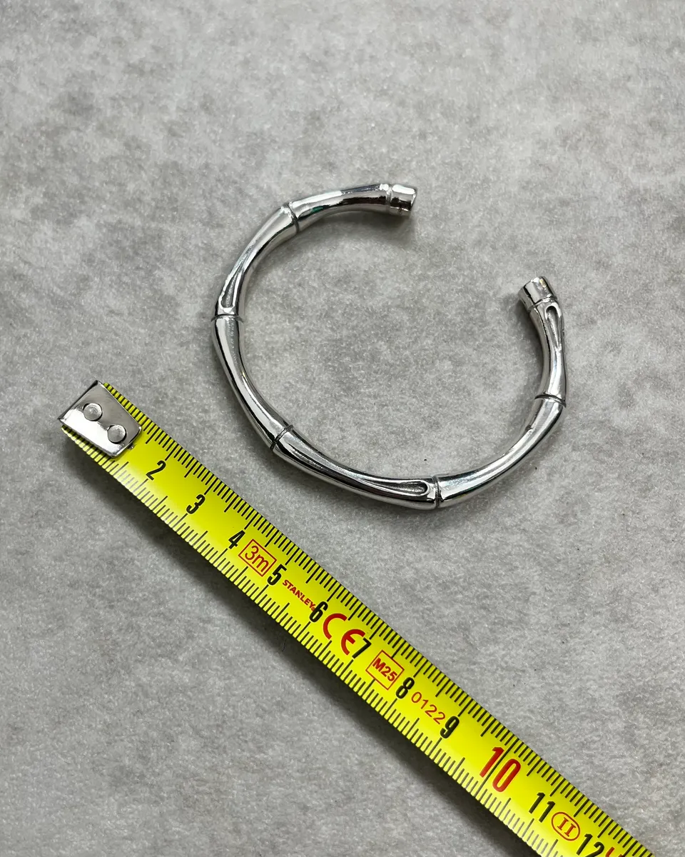 Gucci Silver Metal Bamboo Bracelet - Image 7